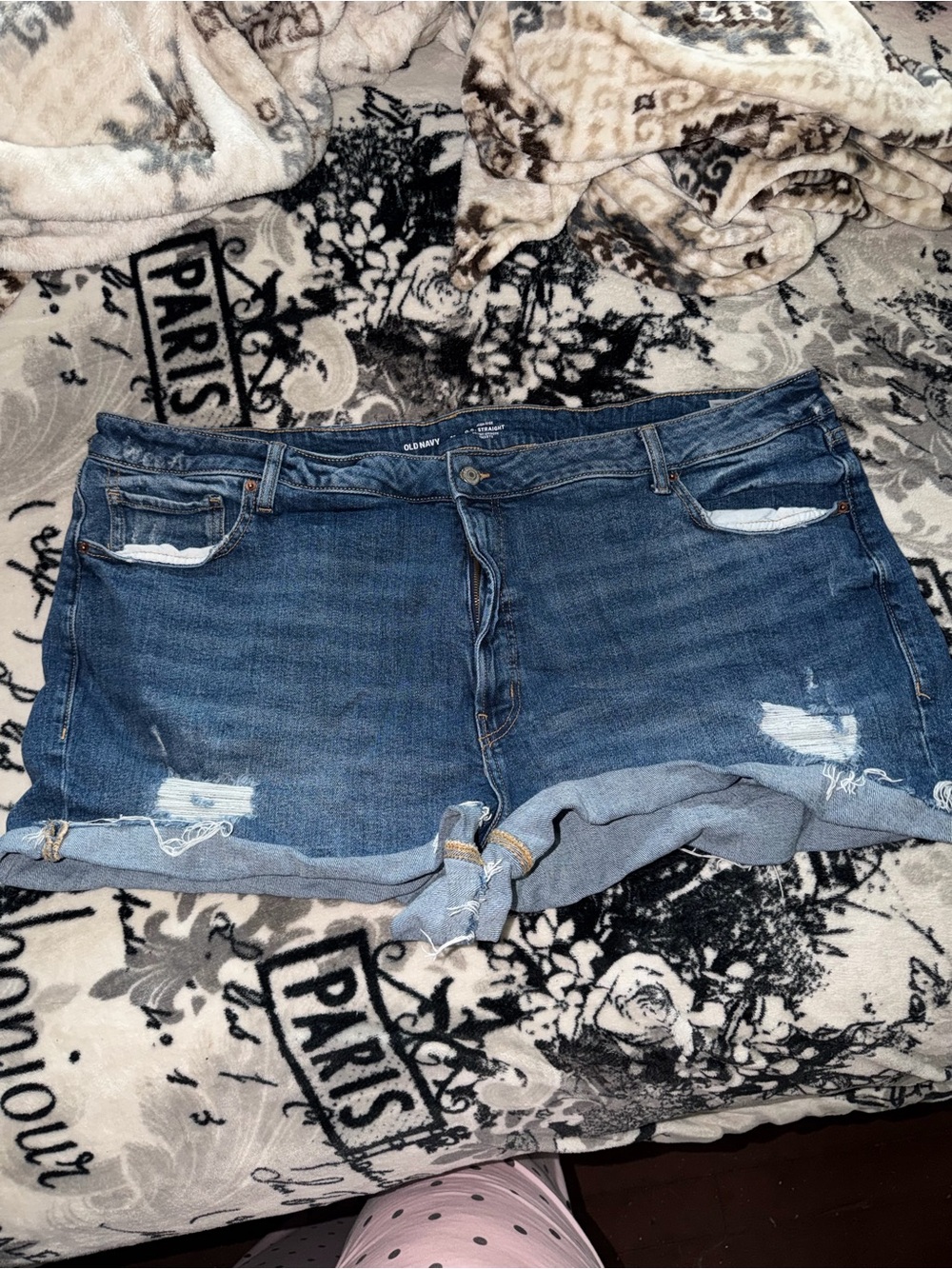 OldNavy High-Rise Distressed Blue Denim Women's Shorts